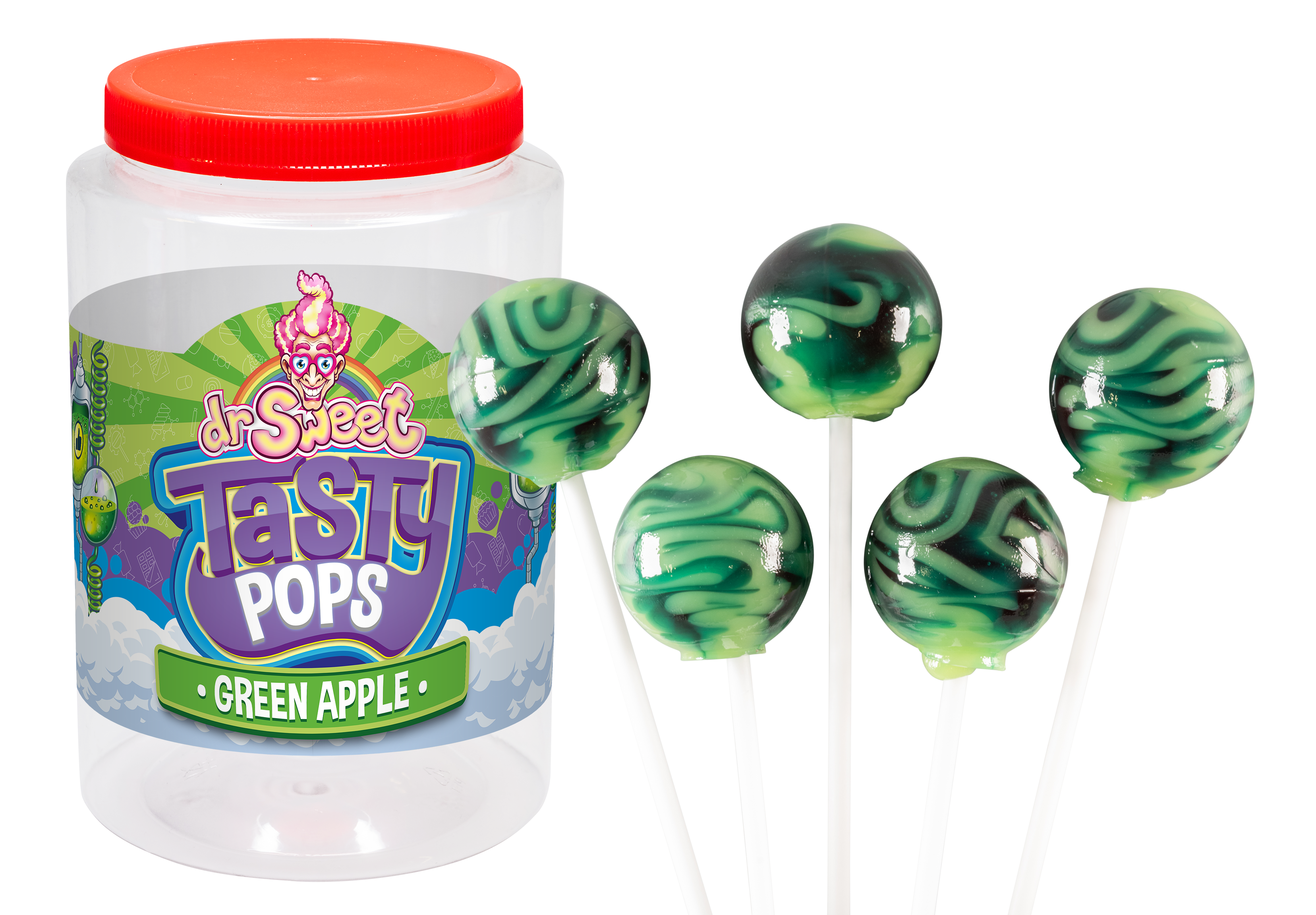 Dr. Sweet Tasty Pop Manzana Verde 70 unidades