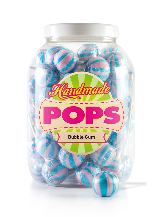 Ball Pop Bubble Gum, tarro recarga - 70 piruletas