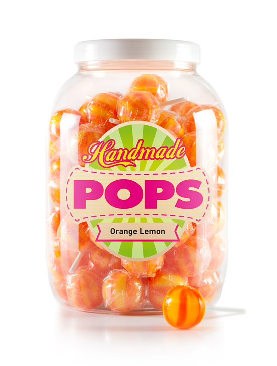 Ball Pop Orange Lemon, recarga de tarro - 70 piruletas