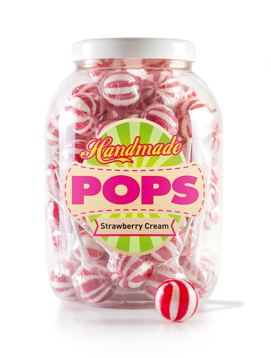 Ball Pop Strawberry Cream, recarga para tarro - 70 piruletas
