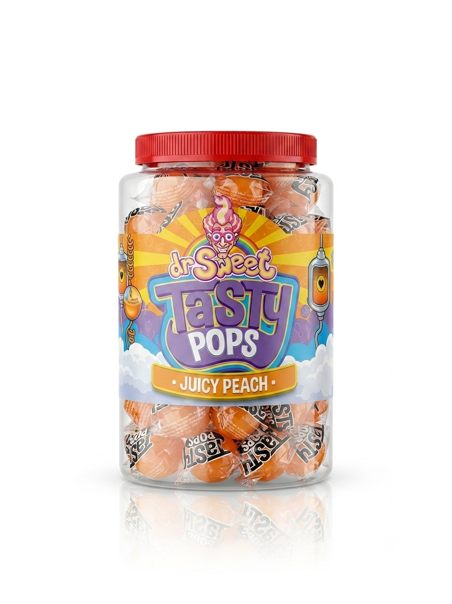 Dr. Sweet Tasty Pop Melocotón Jugoso 70 piezas