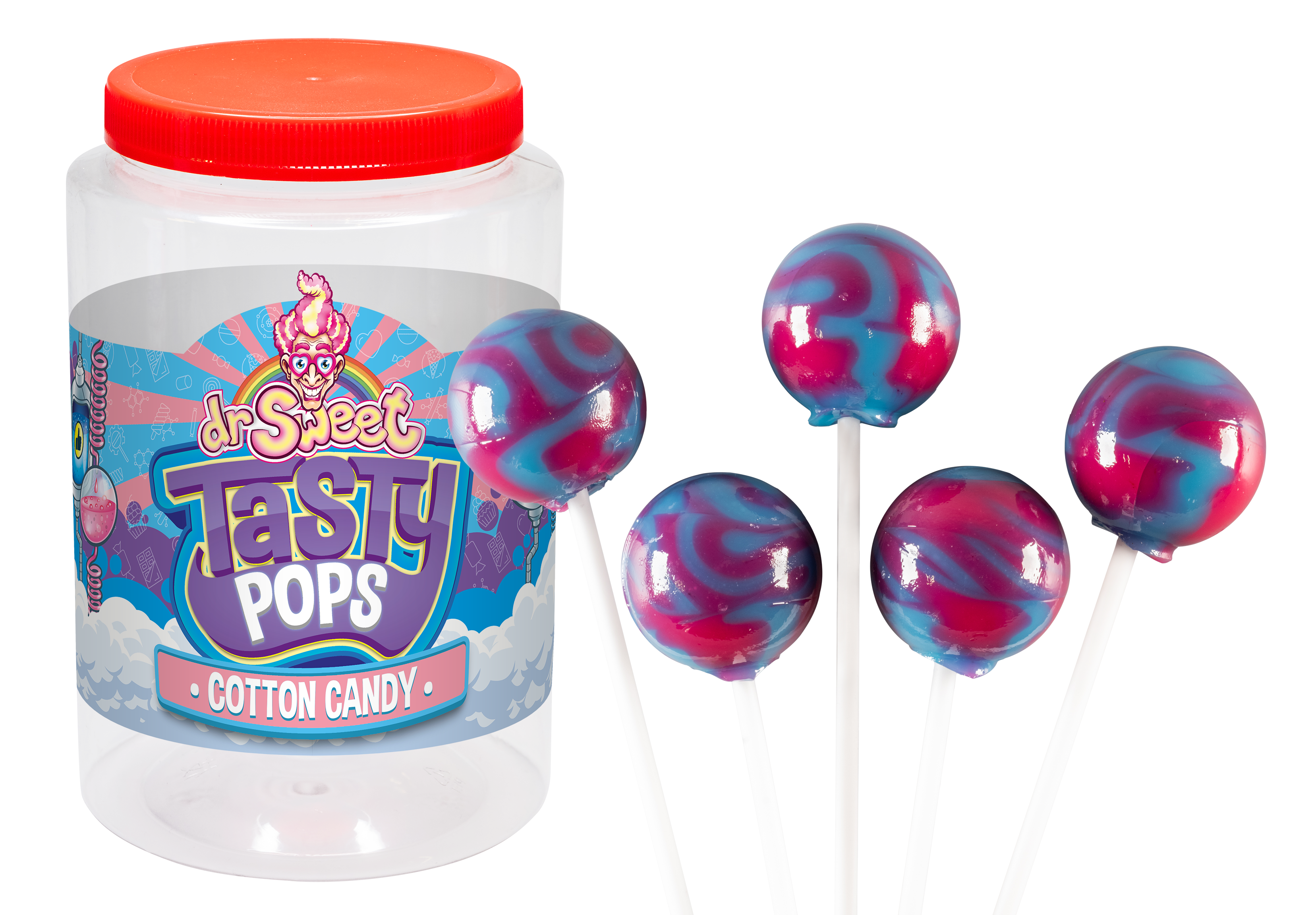Dr. Sweet Tasty Pop algodón de azúcar 70 piezas