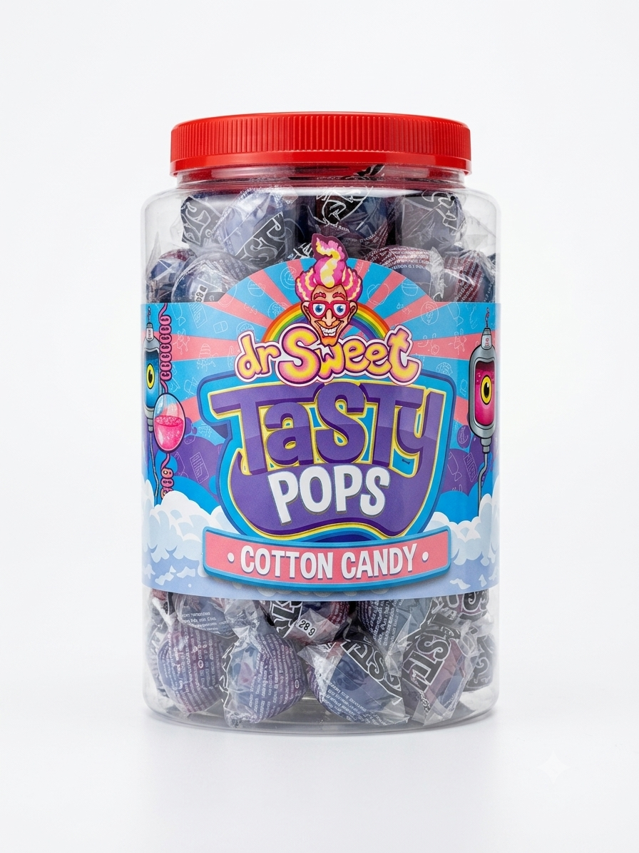 Dr. Sweet Tasty Pop algodón de azúcar 70 piezas