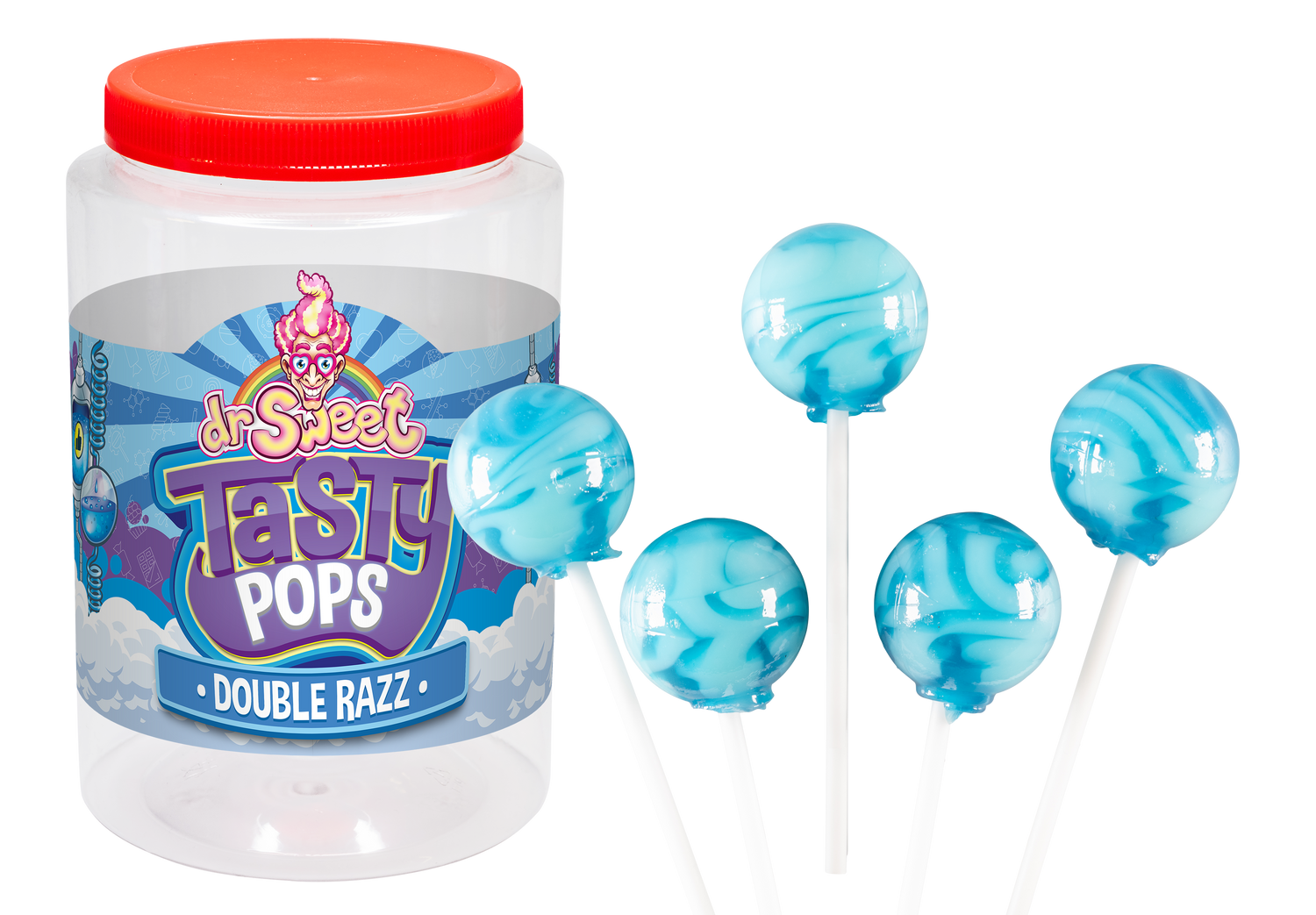 Dr. Sweet Tasty Pop Double Razz 70 unidades