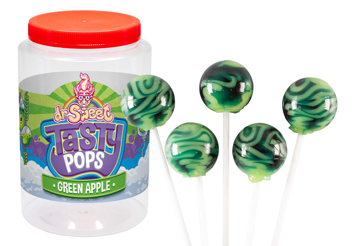 Dr. Sweet Tasty Pop Manzana Verde 70 unidades