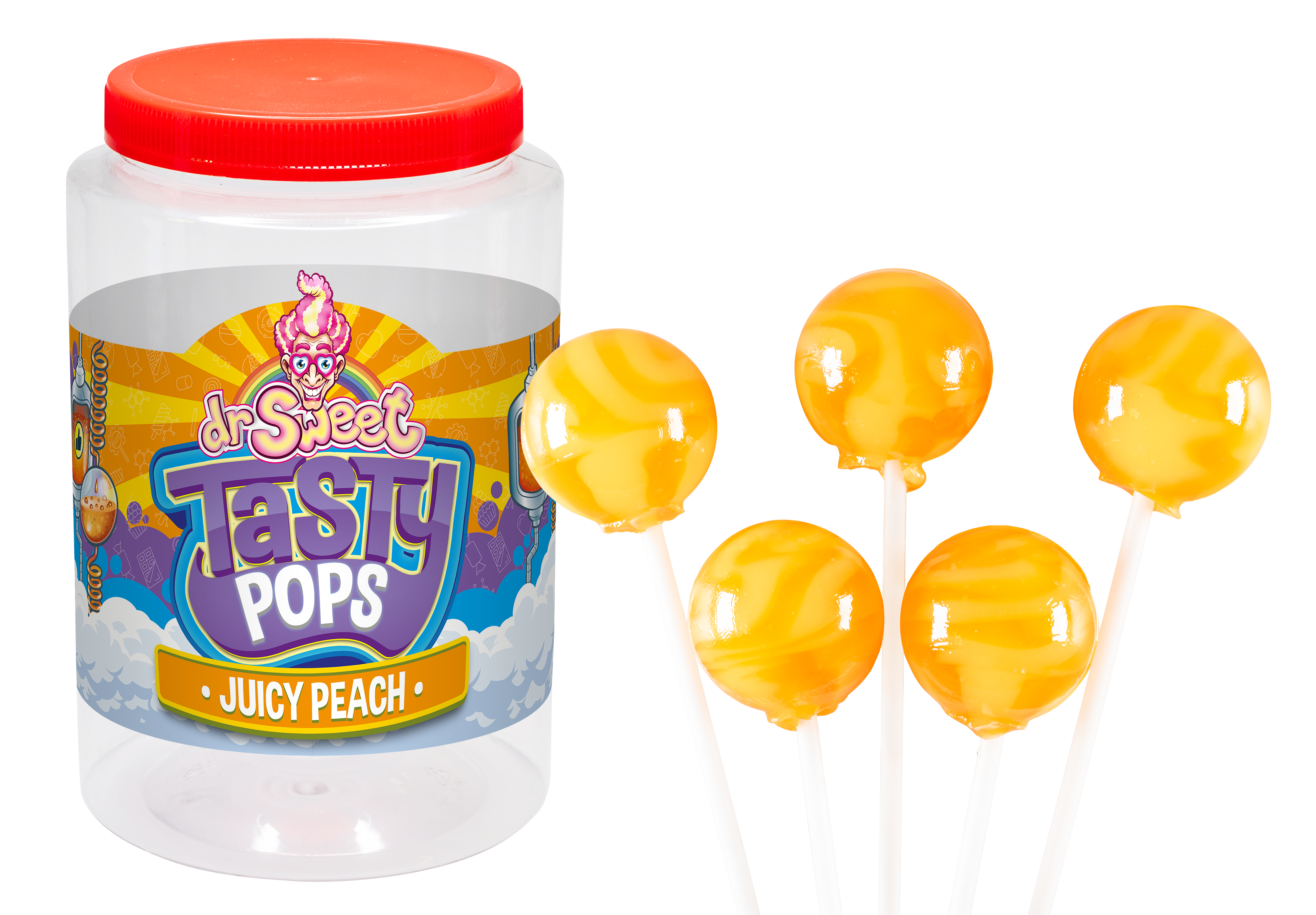 Dr. Sweet Tasty Pop Melocotón Jugoso 70 piezas