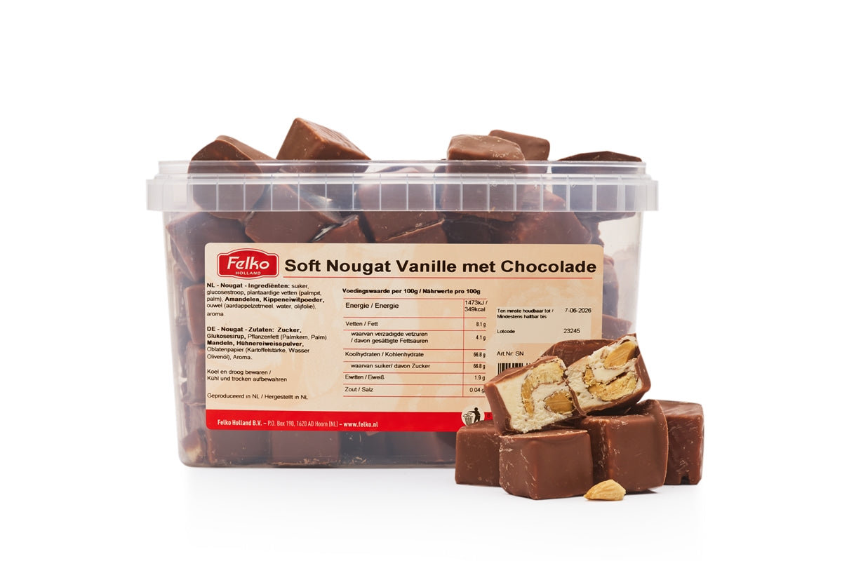 Turrón blando de vainilla con chocolate (bañado en chocolate) 1.5kg