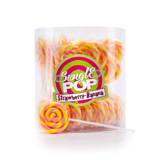 Swigle Pop Mini Banana Strawberry 50 piezas
